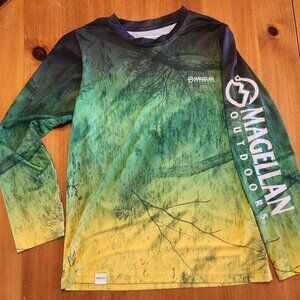 Magellan Outdoors Fish Gear Boys M (8-10) Green &Yellow Real-tree Camoflage NWOT
